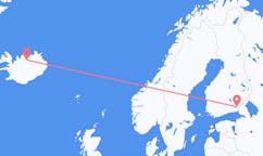 航班从芬兰拉彭兰塔市到阿克雷里市，冰岛塞尔