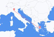 イタリアのレッジョ・エミリアからから、ギリシャのアテネまでのフライト
