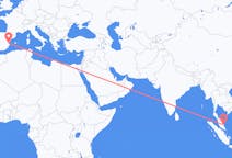 Flyreiser fra Kuantan, Malaysia til Valencia, Spania