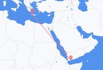 Vluchten van Aden, Jemen naar Chania, Griekenland