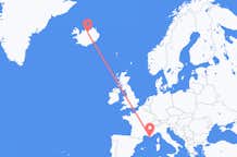 Flyrejser fra Toulon, Frankrig til Akureyri, Island