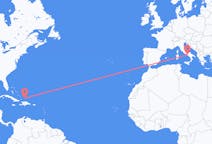 Flyreiser fra Sør-Caicos, Turks- og Caicosøyene til Napoli, Italia
