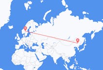 Flyreiser fra Harbin, Kina til Rörbäcksnäs, Sverige