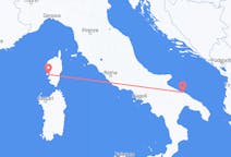 Vluchten van Bari, Italië naar Ajaccio, Frankrijk