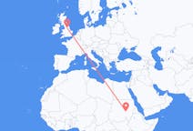 Flyrejser fra Khartoum, Sudan til Leeds, England