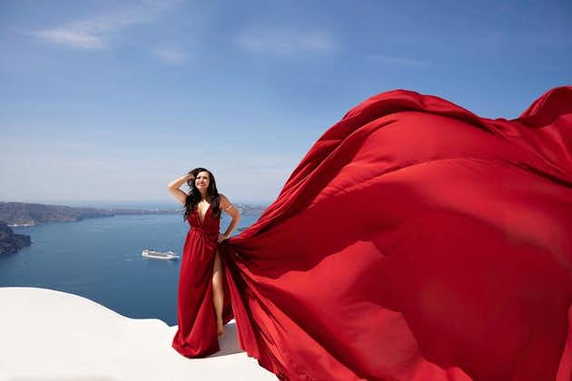 Santorini Flying Dress Photoshoot af professionelle