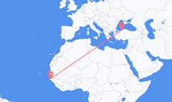 Flyreiser fra Ziguinchor, Senegal til Zonguldak, Tyrkia