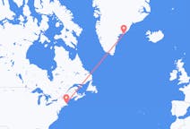 Vluchten van Boston, Verenigde Staten naar Kulusuk, Groenland
