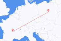 Flug frá Clermont-Ferrand, Frakklandi til Łódź, Póllandi