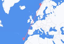 出发地 挪威出发地 桑內舍恩目的地 西班牙特内里费岛的航班