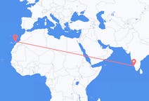 印度出发地 坎努尔飞往印度目的地 兰萨罗特岛的航班