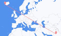 航班从印度基尚格尔市到雷克雅维克市，冰岛塞尔