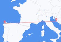 Flyreiser fra Zadar, Kroatia til La Coruña, Spania