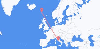 Flights from Faroe Islands to Italy