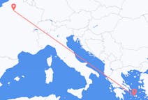 フランスのパリからから、ギリシャのパロス島までのフライト