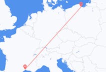 Flyg från Gdansk, Polen till Montpellier, Frankrike