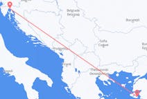 Lennot Rijekasta, Kroatia Mytileneen, Kreikka