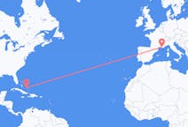 Flyrejser fra Deadman's Cay, Bahamas til Marseille, Frankrig