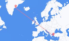 Flyg från Kulusuk, Grönland till Ikaria, Grekland