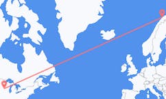 Vluchten van La Crosse, Verenigde Staten naar Tromsö, Noorwegen