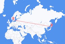 日本のから 釧路市、スウェーデンのへ ヨーテボリフライト