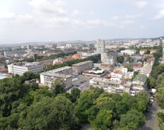 Photo of aerial view of Plovdiv, Bulgaria.