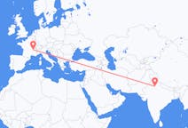 Flyg från Nya Delhi, Indien till Lyon, Frankrike
