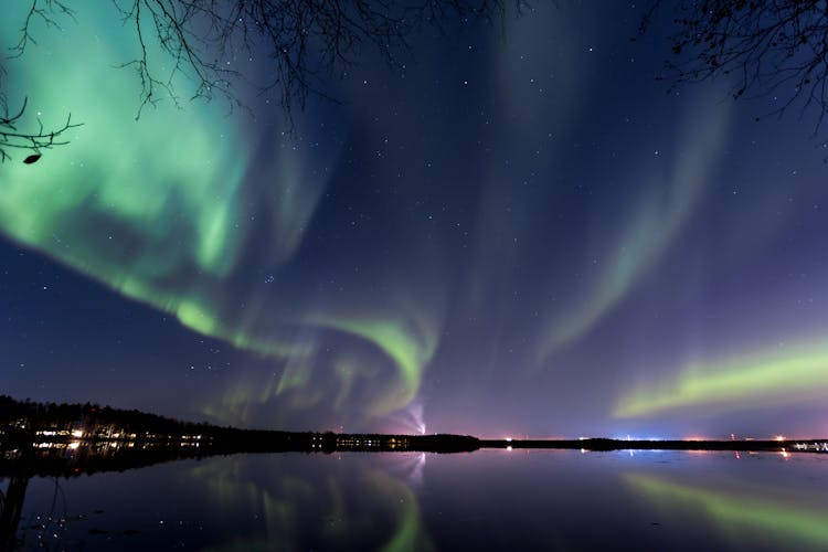 Photo of northern lights in Oulu Finland.