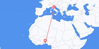 Flyreiser fra Benin til Italia