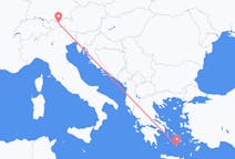 Flights from Santorini in Greece to Innsbruck in Austria