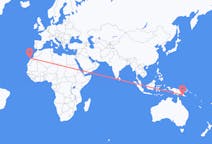Loty z Port Moresby w Papui-Nowej Gwinei do Ajuy w Hiszpanii