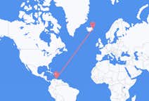 Vluchten van Willemstad, Curaçao naar Egilsstaðir, IJsland