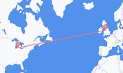 Flights from Kalamazoo to Liverpool