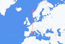 Vols depuis Ålesund, Norvège vers Mahón, Espagne
