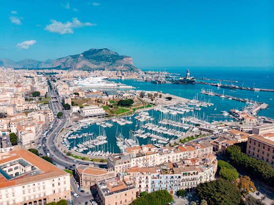 Photo of Palermo City, Sicily island in Italy. Aerial view of beautiful Mediterranean town. Drone Photography.