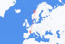 Flights from Trondheim, Norway to Perpignan, France