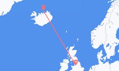 アイスランドのグリムジーから、イングランドのマンチェスターまでのフライト