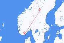 Lennot Kristiansandista, Norja Östersundiin, Ruotsi