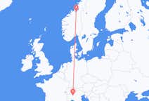 Vluchten van Trondheim, Noorwegen naar Milaan, Italië