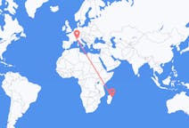 Loty z Toamasina, Madagaskar do Turynu, Włochy