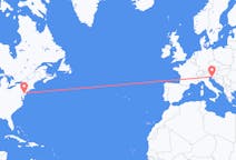 Flug frá Fíladelfíu, Bandaríkjunum til Trieste, Ítalíu