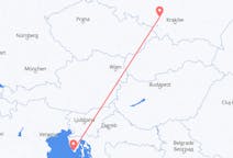 Flyg från Pula, Kroatien till Katowice, Polen