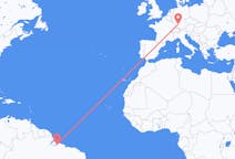 Flyg från Belém (kommun i Brasilien, Pará, lat -1,34, long -48,42), Brasilien till Stuttgart, Tyskland