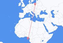Flyreiser fra São Tomé, São Tomé og Príncipe til Lodz, Polen