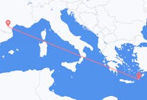 Flyg från Carcassonne, Frankrike till Karpathos, Grekland