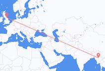 Flyrejser fra Mandalay, Myanmar (Burma) til Durham, England, England