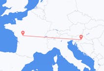 Flyg från Zagreb, Kroatien till Poitiers, Frankrike
