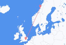 Vluchten van London naar Brønnøysund