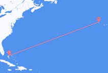 Flyreiser fra Nassau, Bahamas til Corvo, Portugal