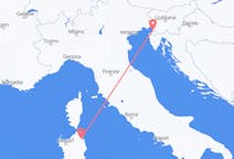 Vols depuis la ville d'Olbia du Pont vers la ville de Trieste
